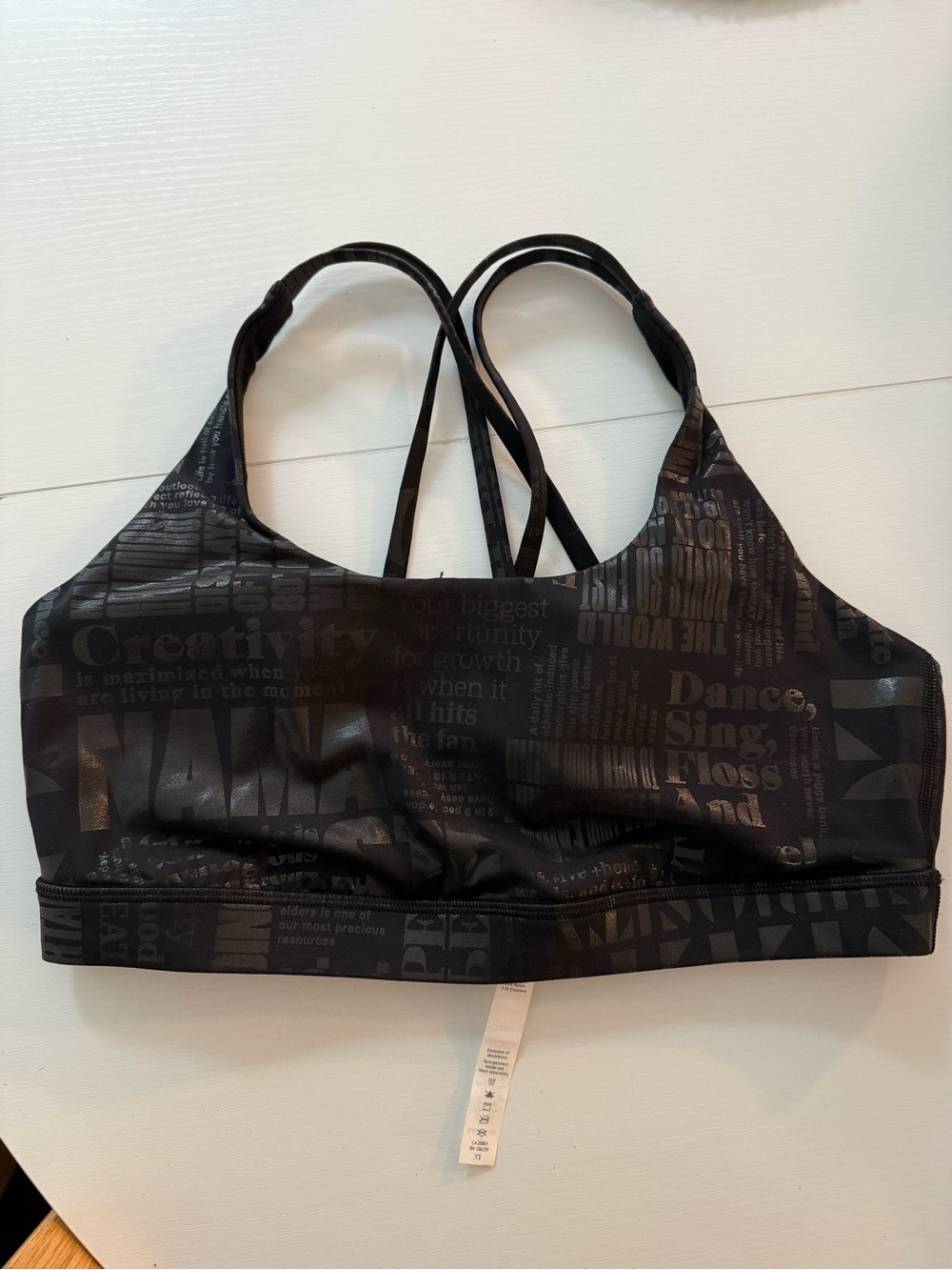 Lululemon women Black Patterned Strappy Sports Bralette